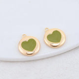 14K Brass Round Heart Charms Pendants Jewelry Making Supplies