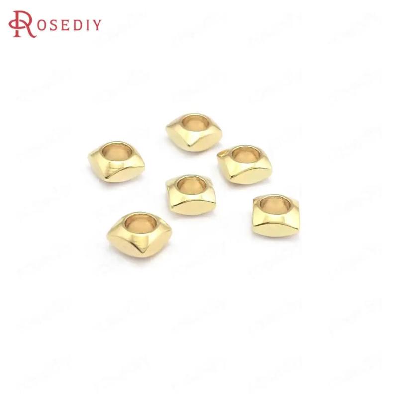 40PCS 4MM 24K Brass Square Beads DIY Jewelry Making Findings
