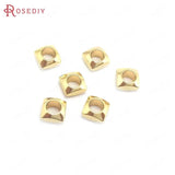 40PCS 4MM 24K Brass Square Beads DIY Jewelry Making Findings