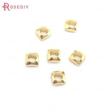 40PCS 4MM 24K Brass Square Beads DIY Jewelry Making Findings
