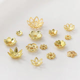 10pcs 18K Plated Brass Spacer Beads Flower Caps Bracelet Necklace DIY Jewelry