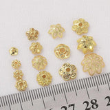 10pcs 18K Plated Brass Spacer Beads Flower Caps Bracelet Necklace DIY Jewelry
