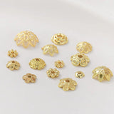 10pcs 18K Plated Brass Spacer Beads Flower Caps Bracelet Necklace DIY Jewelry