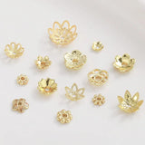 10pcs 18K Plated Brass Spacer Beads Flower Caps Bracelet Necklace DIY Jewelry
