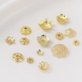 10pcs 18K Plated Brass Spacer Beads Flower Caps Bracelet Necklace DIY Jewelry