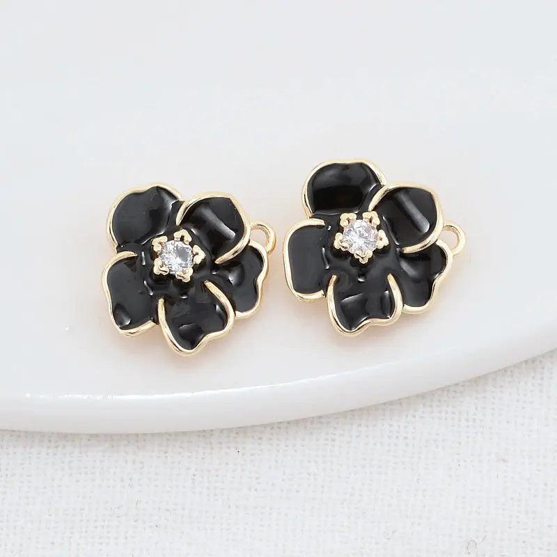14K Brass Flowers Charms Pendants Jewelry Making Supplies
