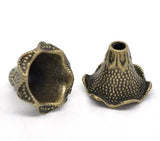 Vintage Petunia Flower Bead Caps Antique Bronze DIY Necklace Jewelry 10PCs