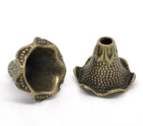 Vintage Petunia Flower Bead Caps Antique Bronze DIY Necklace Jewelry 10PCs