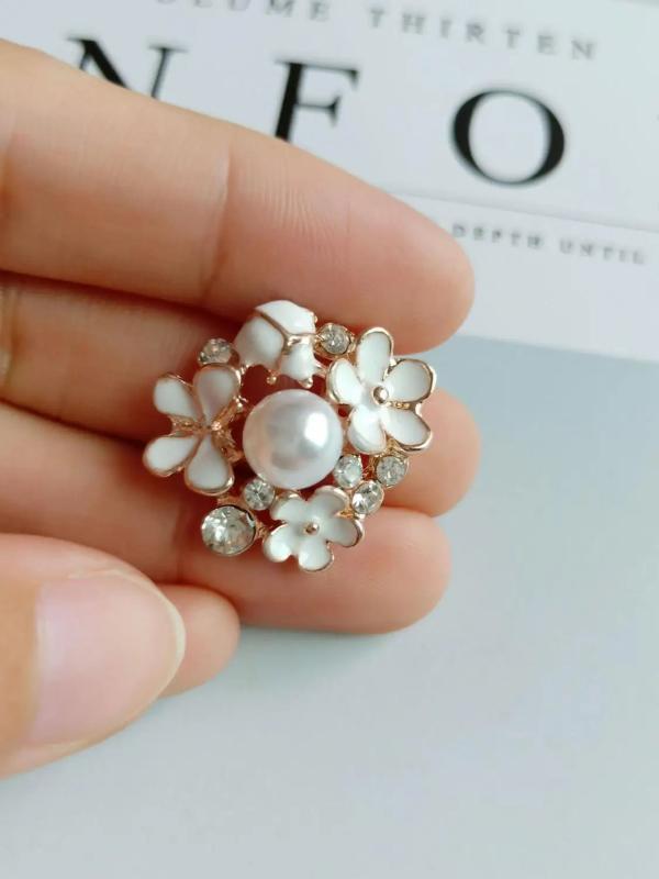 10PCS 23*25mm Alloy Pearl Rhinestone Drops Flowers DIY Jewelry Making