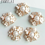 10PCS 23*25mm Alloy Pearl Rhinestone Drops Flowers DIY Jewelry Making