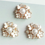 10PCS 23*25mm Alloy Pearl Rhinestone Drops Flowers DIY Jewelry Making
