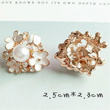10PCS 23*25mm Alloy Pearl Rhinestone Drops Flowers DIY Jewelry Making