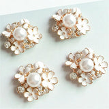 10PCS 23*25mm Alloy Pearl Rhinestone Drops Flowers DIY Jewelry Making
