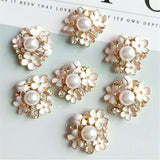 10PCS 23*25mm Alloy Pearl Rhinestone Drops Flowers DIY Jewelry Making
