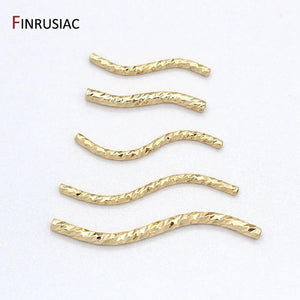 14k Gold Plated Corrugated Tube Wavy Curved Beads for Jewelry Making