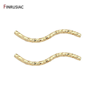 14k Gold Plated Corrugated Tube Wavy Curved Beads for Jewelry Making