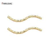 14k Gold Plated Corrugated Tube Wavy Curved Beads for Jewelry Making