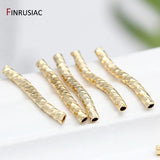 14k Gold Plated Corrugated Tube Wavy Curved Beads for Jewelry Making