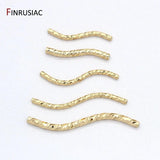 14k Gold Plated Corrugated Tube Wavy Curved Beads for Jewelry Making