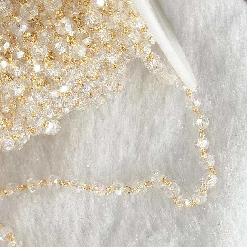 4mm Crystal Glass Faceted Beaded Chain for Jewelry Making DIY Necklace Bracelet
