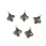 8PCS 14mm Glass Flower Pendant Charms for Jewelry Making DIY Brass Accessories