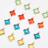 8PCS 14mm Glass Flower Pendant Charms for Jewelry Making DIY Brass Accessories
