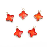 8PCS 14mm Glass Flower Pendant Charms for Jewelry Making DIY Brass Accessories