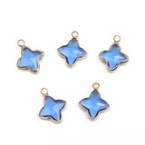8PCS 14mm Glass Flower Pendant Charms for Jewelry Making DIY Brass Accessories