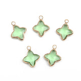 8PCS 14mm Glass Flower Pendant Charms for Jewelry Making DIY Brass Accessories