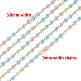 1M Colorful Enamel Beads Stainless Steel Necklaces Chains