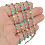 1M Colorful Enamel Beads Stainless Steel Necklaces Chains
