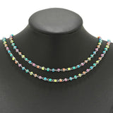 1M Colorful Enamel Beads Stainless Steel Necklaces Chains