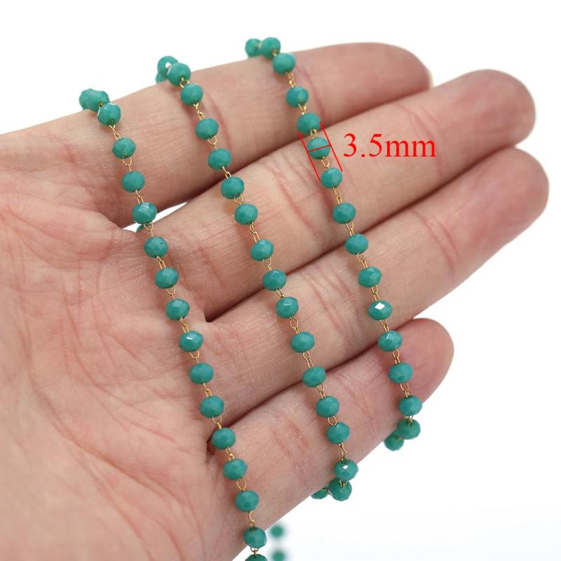 1 Meter Stainless Steel Glass Beads Chains for DIY Jewelry Making