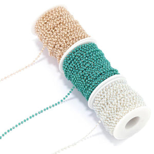 1 Meter Stainless Steel Glass Beads Chains for DIY Jewelry Making