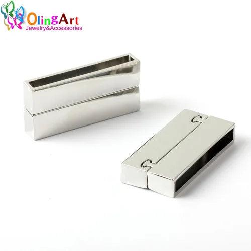 2Pcs/Lot Magnetic Leather Clasps Silver Ancient Jewelry Findings DIY