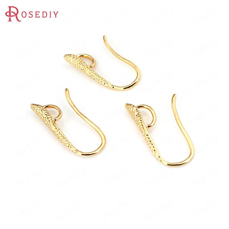 10PCS 20MM 24K Plated Brass Earring Hook DIY Jewelry Findings
