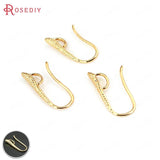 10PCS 20MM 24K Plated Brass Earring Hook DIY Jewelry Findings