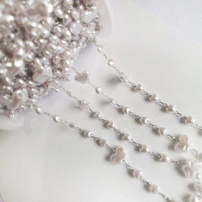 1m ABS Pearl Beaded Chain KC Love Heart Butterfly Beads Copper Chain DIY