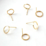 6PCS 10MM 14K Brass Circle Stud Earring Pins DIY Jewelry Findings