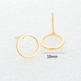 6PCS 10MM 14K Brass Circle Stud Earring Pins DIY Jewelry Findings