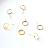 6PCS 10MM 14K Brass Circle Stud Earring Pins DIY Jewelry Findings