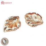 10PCS 12x17MM 24K Plated Brass Tree Leaf Charms DIY Jewelry Accessories