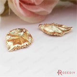 10PCS 12x17MM 24K Plated Brass Tree Leaf Charms DIY Jewelry Accessories