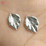 10PCS 12x17MM 24K Plated Brass Tree Leaf Charms DIY Jewelry Accessories