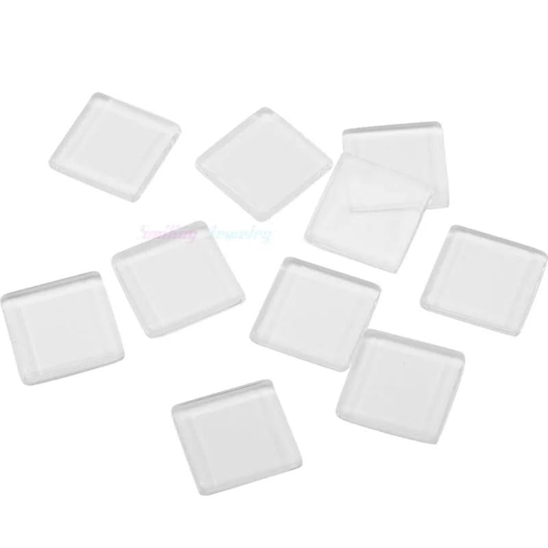 20pcs 25mm Clear Square Acrylic Glass Cabochons for DIY Pendant Tray Setting