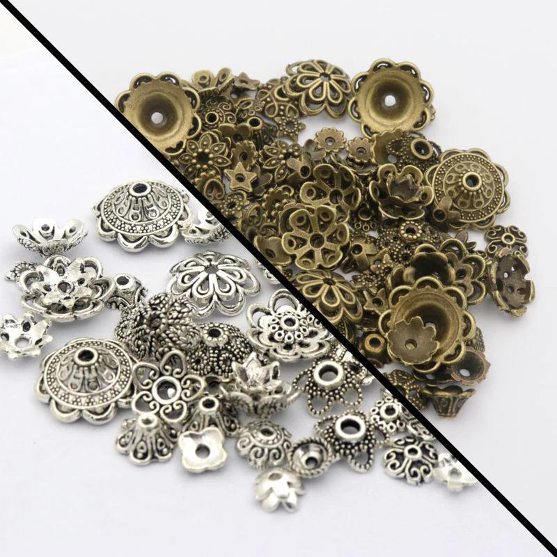 150pcs Tibetan Antique Silver Flower Bead End Caps Jewelry Making Findings