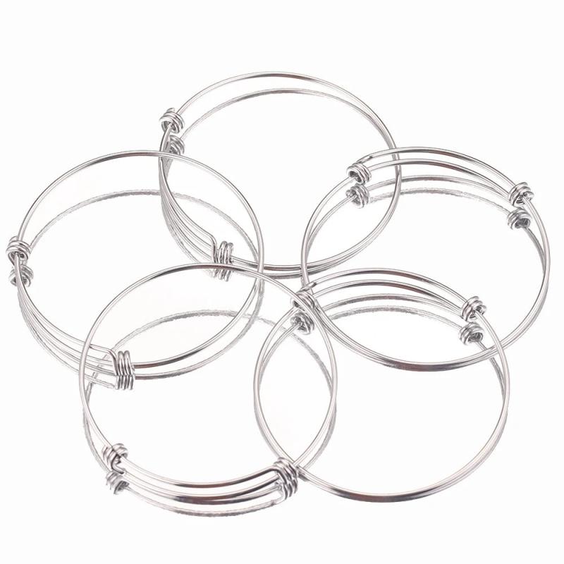 5pcs 65mm Adjustable Stainless Steel DIY Bangle Gold-Plate Bracelet