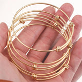 5pcs 65mm Adjustable Stainless Steel DIY Bangle Gold-Plate Bracelet