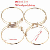5pcs 65mm Adjustable Stainless Steel DIY Bangle Gold-Plate Bracelet