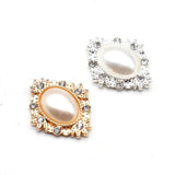 10Pcs Alloy Diamond Oval Pearl Accessories DIY Clothing Hair Jewelry
